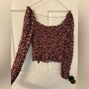 Wild fable burgundy floral crop top